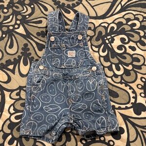 Old Navy Kids Jean Smiley Face and Peace Sign Pattern Overalls